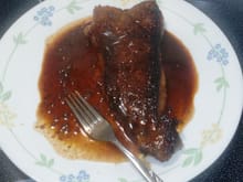 New york strip in a merlot sauce cooked to perfection. 