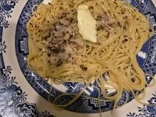 Had pasta with clam sauce instead of chili. 
