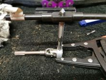 Using an M5 0.8 tap, the grubscrew/drive pin can now be used from the existing HD drive cup. 
