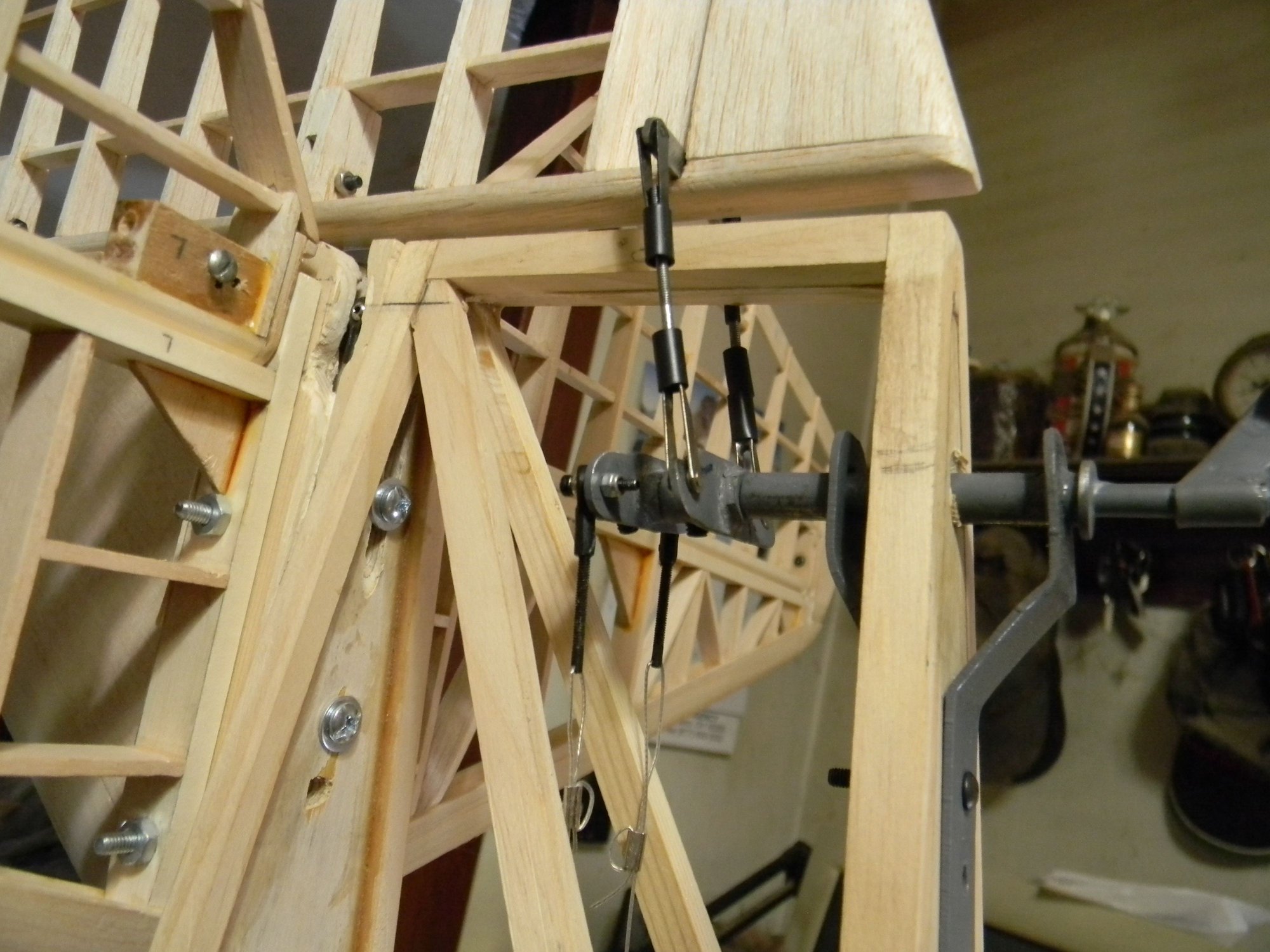 Rudder/tail wheel control linkage.