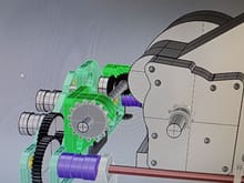 The important shape of the engine was briefly expressed in a 3D drawing, and a power transmission device added to the existing gearbox was designed.