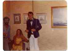 My first ever art show opening,  wearing my Singer stiched bells 40cm at the bottom. LOL. Year was "77".