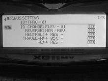 Photo #3 X.BUS SETTING screen. Next select the channel name above the line, THRO in this picture.