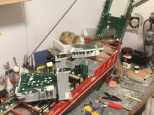 All the parts , fitted the rudders for servo with new tubes and shafts then decided to fix the glue issues as parts were falling off .