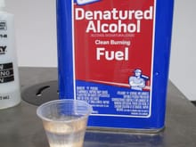 Pour 20cc's of Denatured Alcohol and add to the second 20cc's mixture and mix thoroughly.  