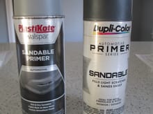 Tony, I used to use the can on the left (PlastiKote), but while the paint inside was excellent, the spray nozzle often clogged and its spray pattern wasn't very good.   I have since switched to Dupli-Color cans.  The nozzle never clogs and it has a very nice spray patter.