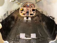 View of CF cloth added from the rear of the front fuse section