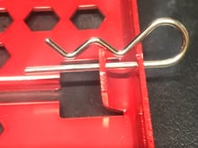 Locking pin in the second postion. Again requires minor force to engage and disengage. This is the preferred locking position of the pin. 