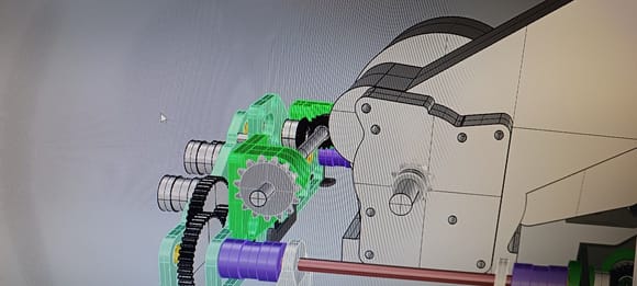 The important shape of the engine was briefly expressed in a 3D drawing, and a power transmission device added to the existing gearbox was designed.