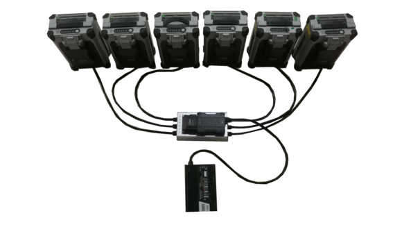 It can chanrges 6 pcs battery in turn.