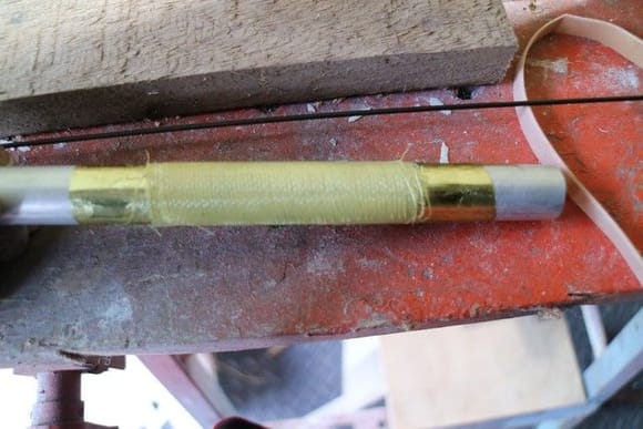 Making a kevlar ballast tube. 19mm tube, mylar held on with petroleum jelly, 3 wraps of 38gm kevlar.