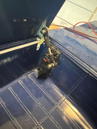 I neglect to say anything about it but I did back up the servo mounts in the gear tub with a hardwood block (top here) and a 1/4 ply piece with  a piece of triangle stock bottom which ties the servo to both top and bottom wing surfaces.