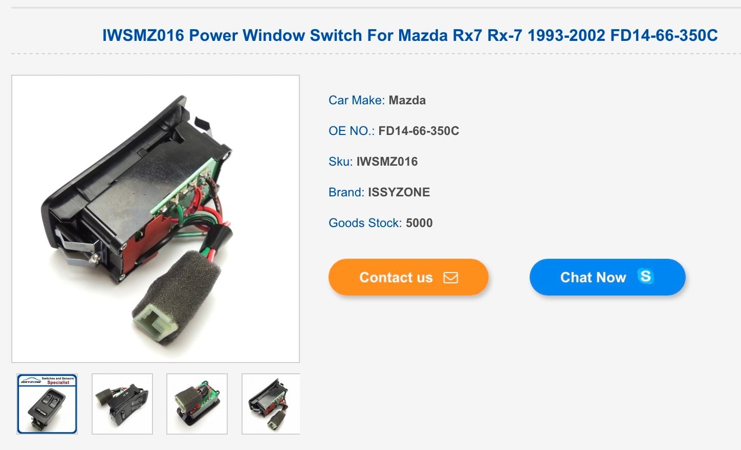 FD1466350C Replacement Power Window Switch for Mazda RX7 RX-7