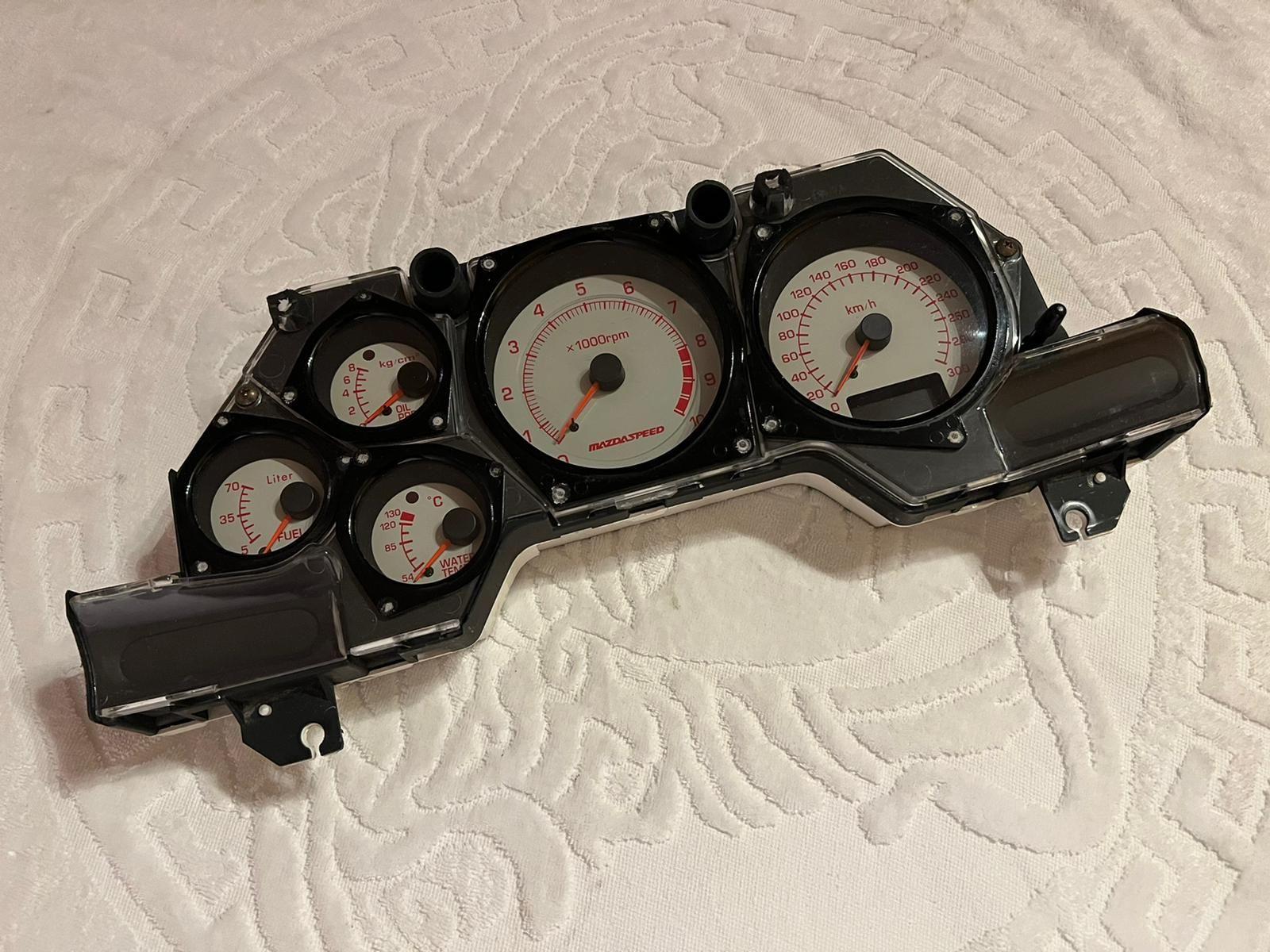 Interior/Upholstery - Mazdaspeed White Faced A-Spec Instrument Cluster - Used - 1992 to 2002 Mazda RX-7 - London HA27DY, United Kingdom