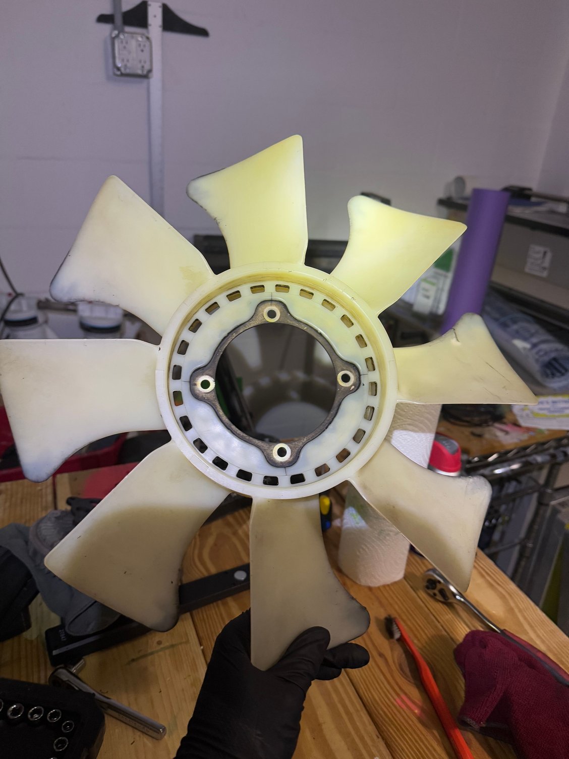 A bit banged up around the edges, but after cleaning it up I just used the same fan.