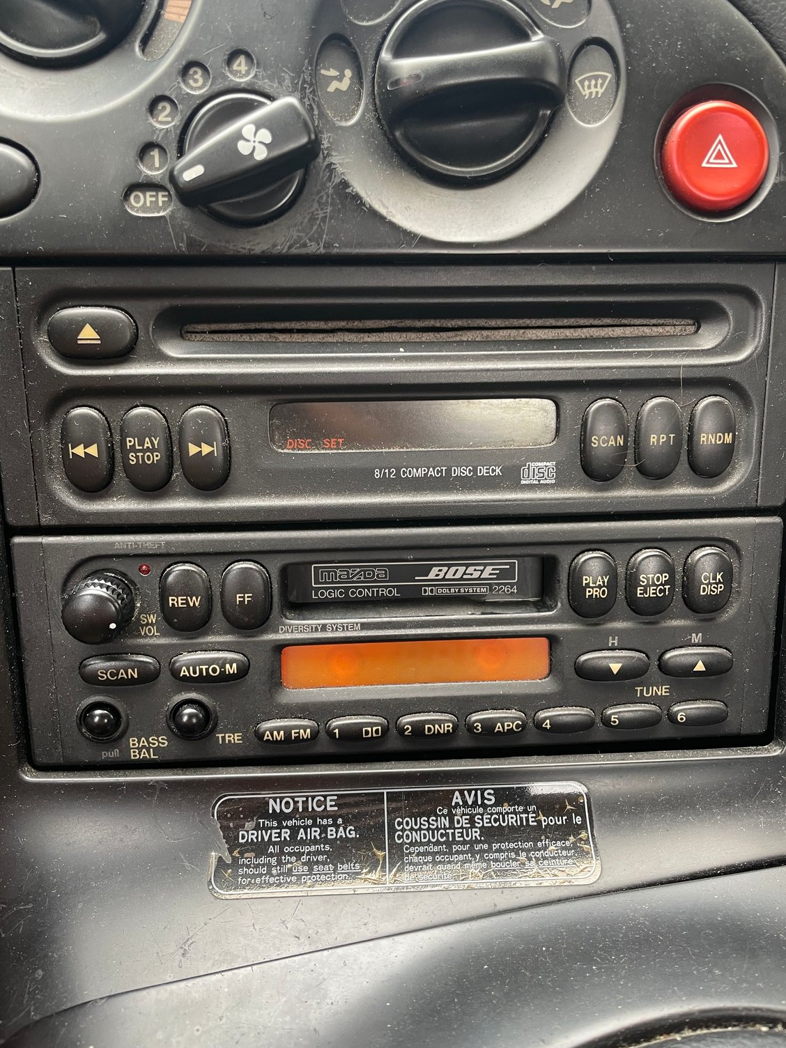 In car - whole display is orange