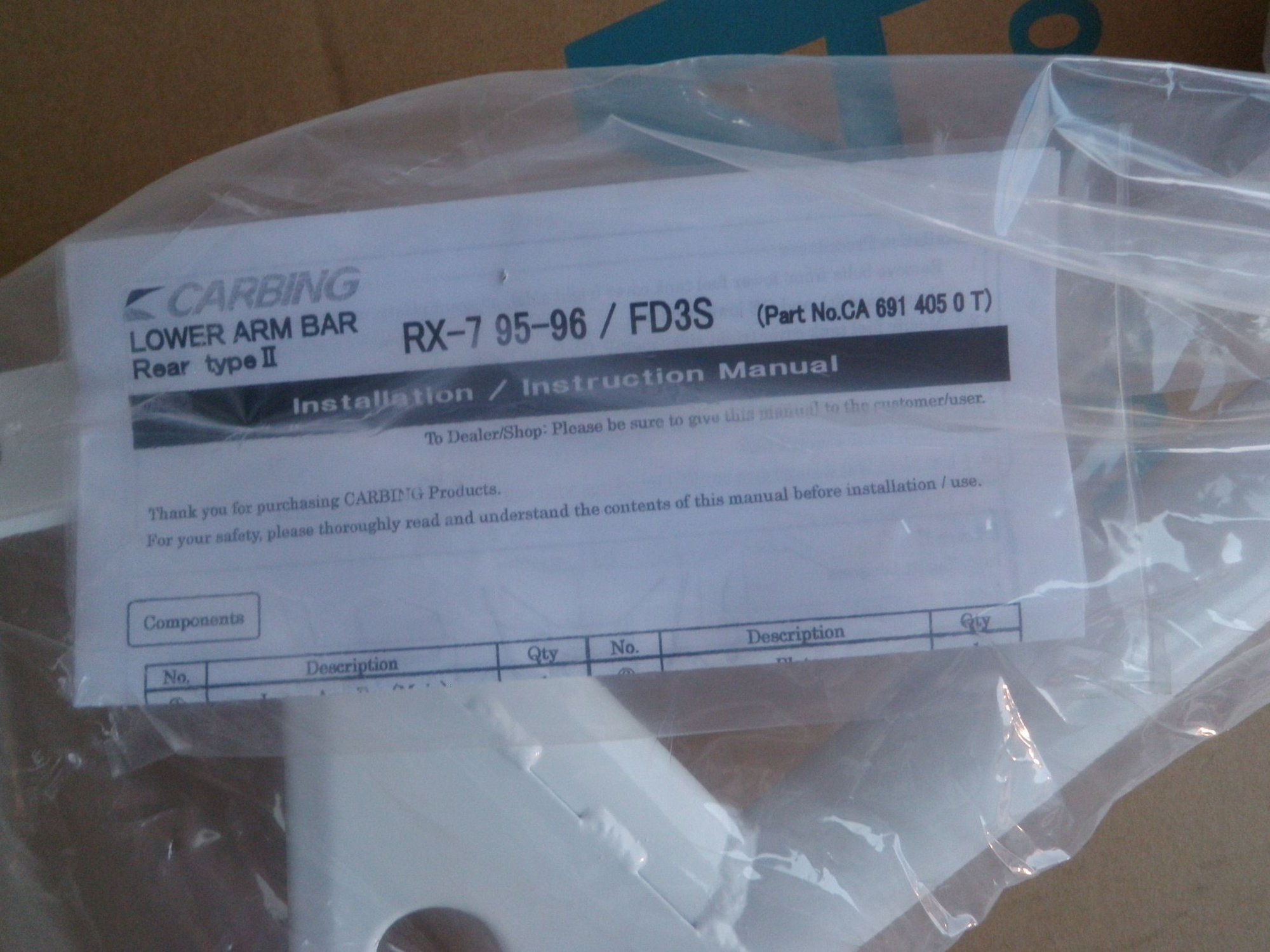 Steering/Suspension - Carbing Lower Arm Bar - Rear Type - II - New - 1993 to 2002 Mazda RX-7 - Union City, CA 94587, United States