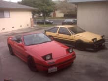 My 1988 convertible and my brothers 1986 hatchback