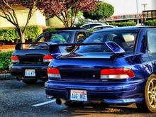 I own the black Impreza and the blue one is my fiance's car.