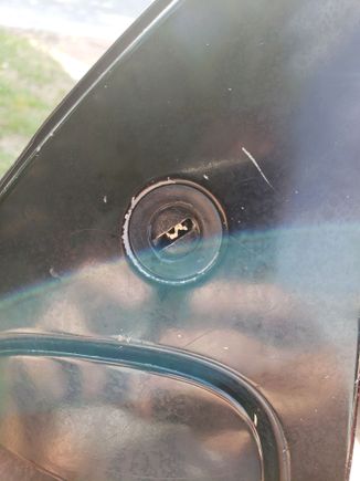 If its that piece ill take 2x, send me your info.

Yes that is a key stuck in there but has been removed 
The black piece spins around but there is no cover to protect the key entry hole.