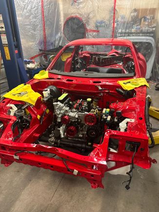Tool a little bit to creep the motor in. Luckily I had a hoist and engine jack. When I decided to do this I had no one to assist so installed it myself. Was a lot easier than I thought it would be