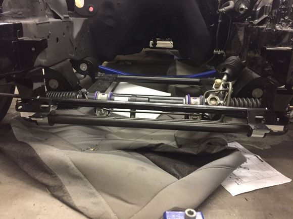 Front view of the sway bar with spacers
