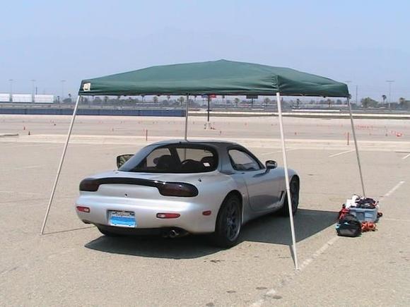 FD so cozy under the 12 x 12
Autocross @ Speed Ventures event, CA Speedway 08-16-09
(see vids on my YouTube channel)