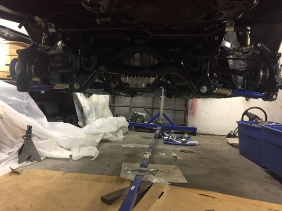 Rear end installed awaiting the coil overs