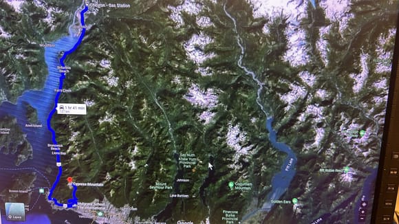 Highway 99 is cut into a steep 3000 foot mountainside and winds along and among cliffs terminating in beautiful Howe Sound.