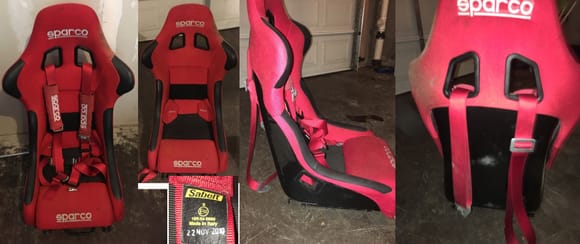 Sparco seat, harness, pads, slider