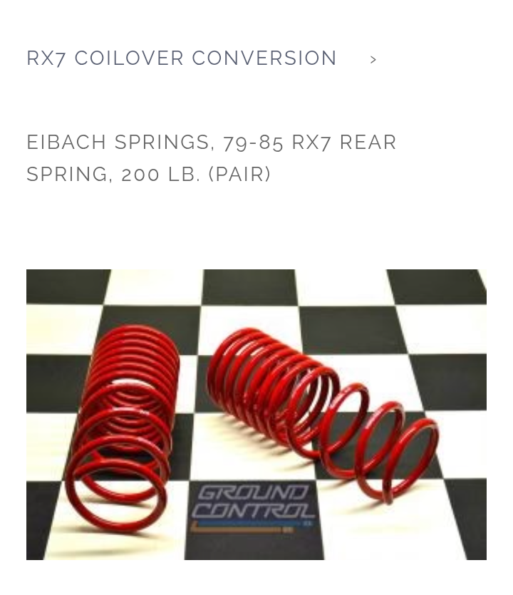 Steering/Suspension - Wtb Ground control springs - New or Used - 1979 to 1985 Mazda RX-7 - San Leandro, CA 94578, United States