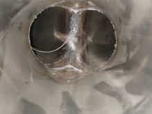 inside of Y pipe - notice burrs and piss-poor welding