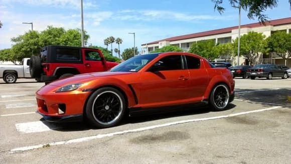 Feed front, Shine sides, MS rear, MS rep spoiler, valencia orange effect rx8