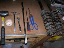 These are the tools you'll need to swap out your 16 year old struts on the S13 hatchback model. There may be other tools needed.