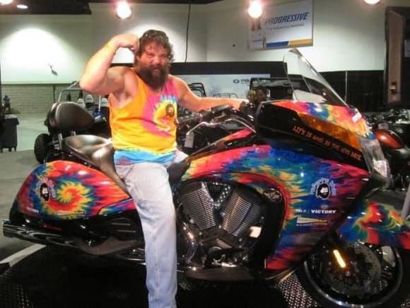 Just in from the Long beach motorcycle show. This is Rupert on his Victory 8 ball motorcycle. We partnered with Victory &amp; desinged this wrap to match Ruperts look.