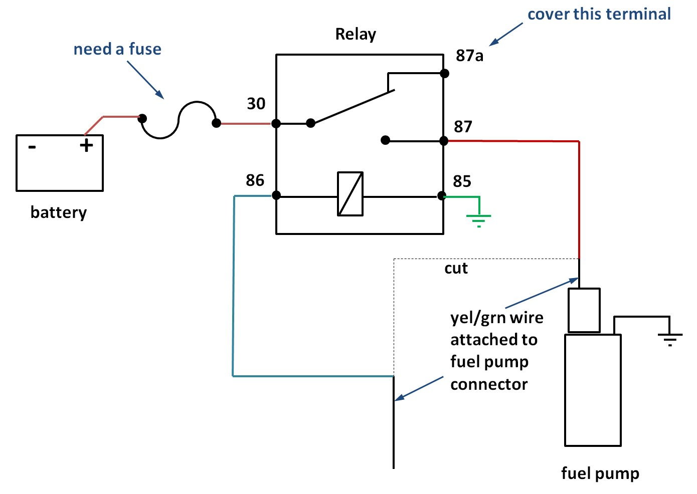 Help On 30a 12v Fuel Pump Relay