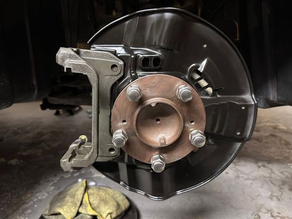 Another terrible idea is the rotor bolts! I had to drill out more of them because they were seized. The original Honda rotors were in good shape, pads were surprisingly thick. I ended up switching the rotors to painted Centrics due to rust. 