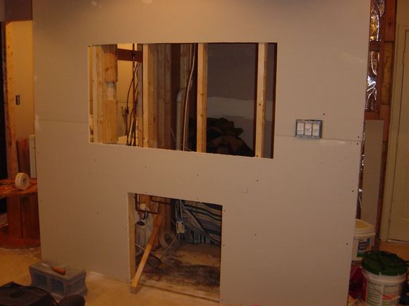 Media wall and fireplace
