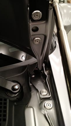 Upgraded APR fasteners hood hinge drivers side