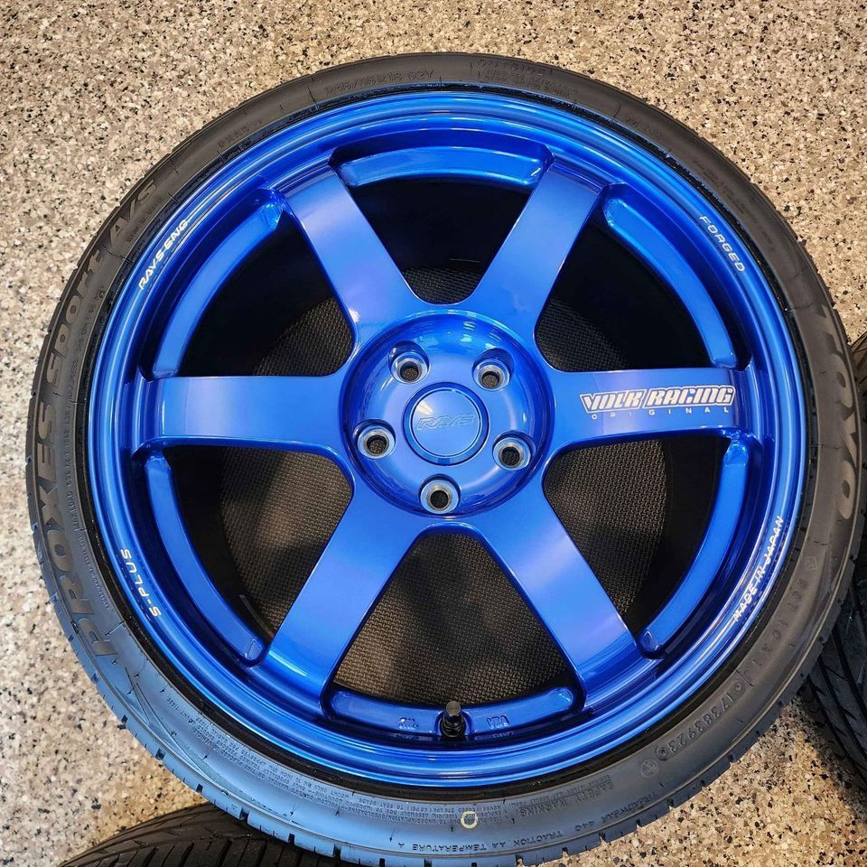 Wheels and Tires/Axles - Hyper Blue 18x9.5 +38 5x114.3 Volk Racing TE37s on 245/35 Toyo Tires - Used - All Years  All Models - Ellicott City, MD 21043, United States