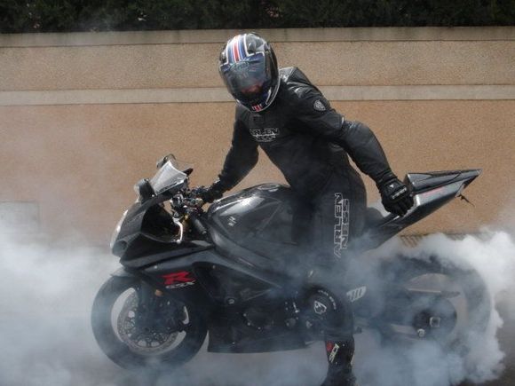 Using up the rest of the tyre before replacing it to hit the race track in Velencia Spain.