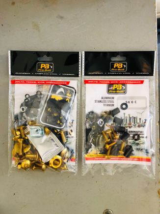 ProBolts wind screen bolts and fairing bolts in 7075-T6 aluminum.  eBay bolt kits are junk.  🤮