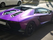 Awesome Matte Purple Lamborghini Aventador LP 700-4 50th Roadster from Saudi spotted in Cannes, France. Special thanks to Harri Vaher.