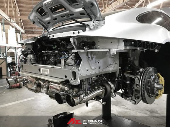 Fi Exhaust for Porsche 991 Turbo S - Silver Quad Tips.