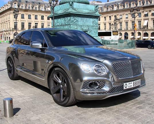 Arab supercar owners making their way throughout summer in London and France. Here's a unique black chrome Bentley Bentayga from Dubai.