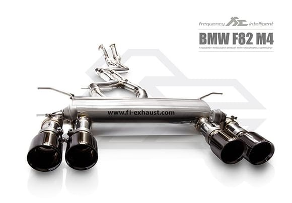 Fi Exhaust for BMW F82 M4 Diamond Black Quad Tips.