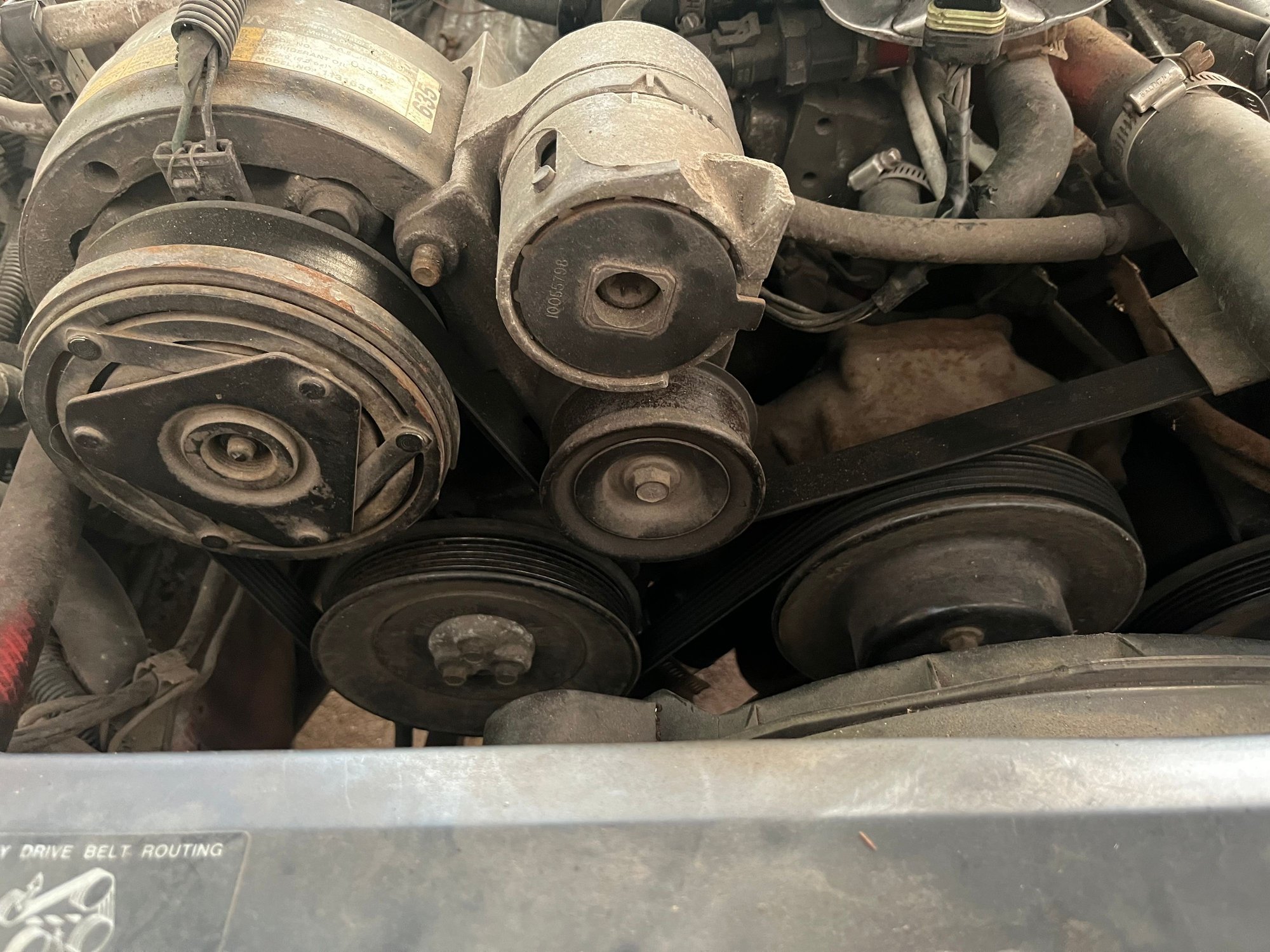 Yup just one single belt.  So I need an 88� up water pump.