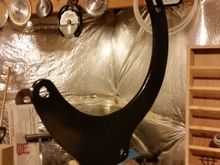I haven't had more than a few minutes a day to work on this thing, I've been busy.  So I'm too lazy to powder coat this.  Instead I broke all the edges with a file, threw it in my blast cabinet and then sprayed it with some etching primer and some semi-gloss black.