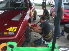 Removing the GTA's wheels in favor of the Hoosier wrapped Z06's.