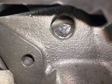PCV threaded hole, close up. 